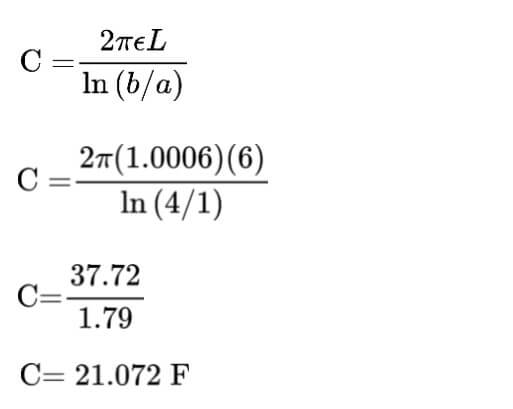 capacitance of cylindrical capacitor calculations