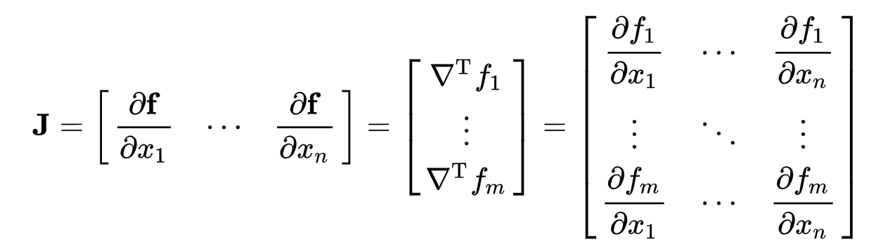 formula of Jacobian matrix