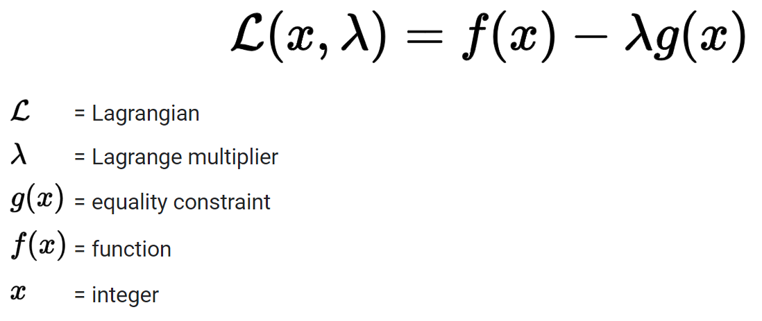 Lagrange multiplier formula